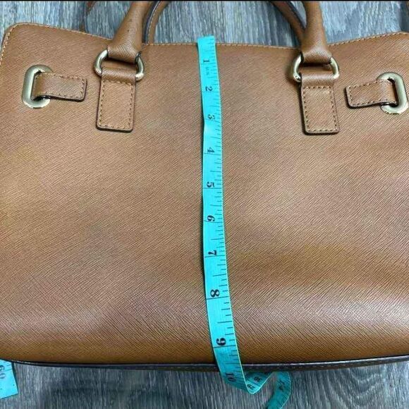Michael Kors MK Designer Hamilton Saffiano Satchel Tan Purse Handbag - Picture 10 of 10